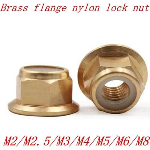 10PCS M2 M2.5 M3 M4 M5 M6 M8 brass flange nylon insert lock nut