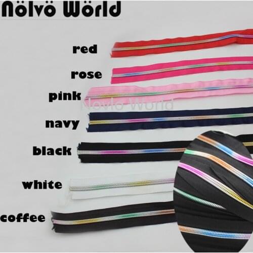 10 yards test, 7 colors, high-grade nylon zipper chain 5# nylon teeth colored teeth for clothes luggage bag accessories