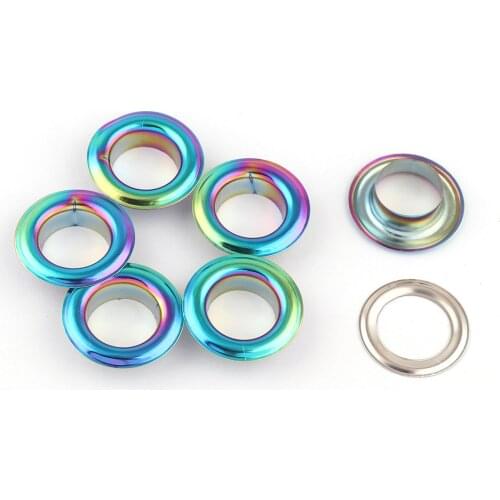 13mm Rainbow Metal Eyelets Grommets with Washers Brass Eyelets for Canvas Clothes Webbing Leather Craft Shoes Purse Accessories