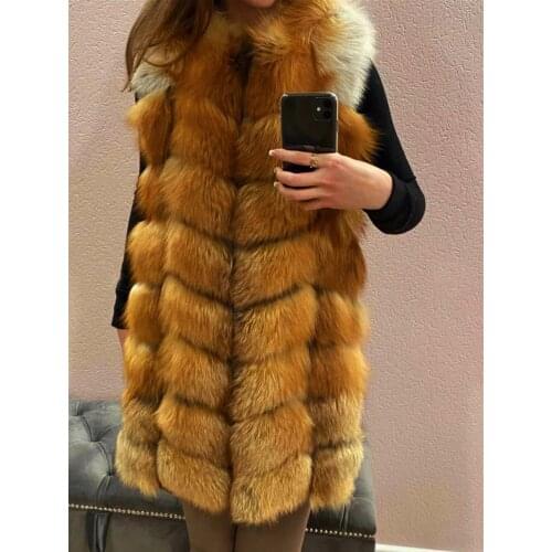 2020 Real Red Fox Silver Fox Fur Vest Female Real Long Fur Women Fur Waistcoat Natural Fox Fur Waistcoat Long Free Shipping