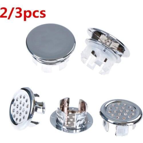3pcs Basin Sink Round Overflow Cover Ring Insert Replacement Tidy Chrome Trim Bathroom Accessories