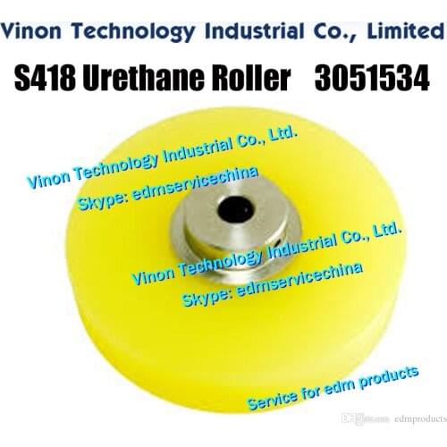3051534 edm Urethane Tension Roller S418 Ø100x10dx20Hmm M5x2 on pillar Upper for Sodic A320,A530 wire-cut edm machine