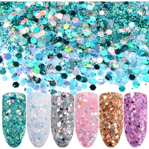 6 Colors/Set Scallion Glitter Powder DIY Nail Sequins Holographic Irregular Nail Art Flakes UV Gel Polish 3D DIY Tips Decoration