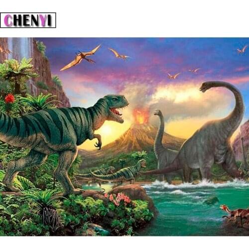 CHENYI Full 5D Diy Diamond Painting Animal Dinosaur Diamond Embroidery Cross Stitch Mosaic Art Needlework Living Room Decoration