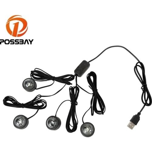 POSSBAY Car USB LED Car Atmosphere Ambient Star Light DJ RGB Colorful Music Sound Lamp Interior Decorative Light