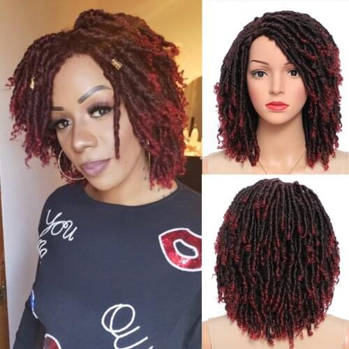 Beaudestiny Synthetic Wig Dreadlock Wig Faux Locs Crochet Twist Braided Hair 99j Short Curly Wigs For Black Women Synthetic Hair