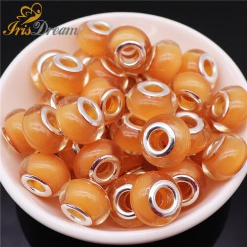 10Pcs Mixed Cute Rondelle Murano Spacer Resin Glass European Beads fit Pandora Bracelet DIY Charm for Jewelry Making Women Girls