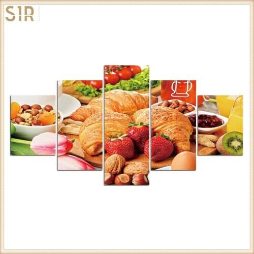 Food Restaurant Hotel Decoration Wall Art HD Five Poster Printing Oil Painting Home Mural Delicious Poster For Dining Room Decor