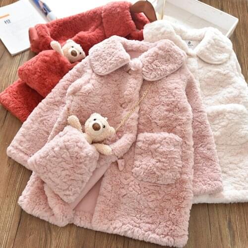 Girls Long woolen jacket Children baby Kids autumn winter cotton thick coat