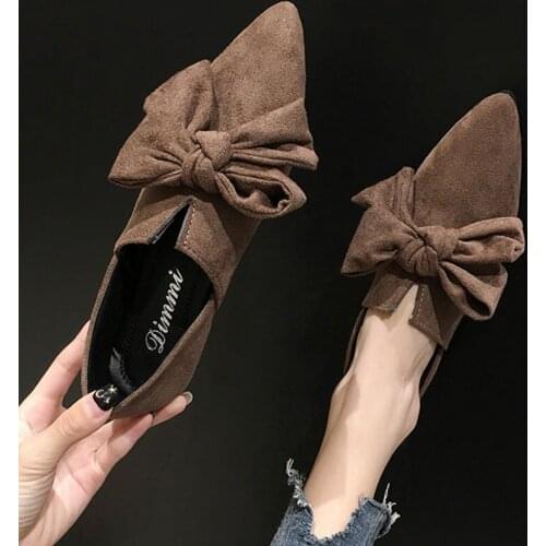 Elegant Flat Shoes for Women Autumn 2020 Sweet Bowknot Woman Loafers Ballet Flats Shoes Ladies Breathable Casual Footwear Shoe