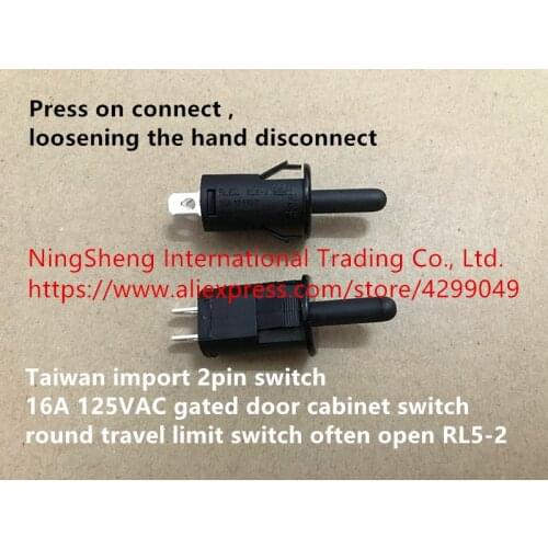 Original new 100% import 2pin switch 16A 125VAC gated door cabinet switch round travel limit switch often open RL5-2