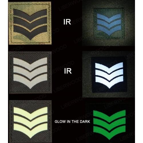 Infrared Reflective Emblem DIY Patch MultiCam CP Army Military Uniform Rank Insignia Glow in the Dark Hook Tab Patch Badge