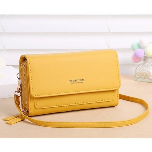 Brand Designer Cellphone Wallet For Women Small Shoulder Bag Transparent Touch Screen Phone Pocket Mini PU Leather Female Purse