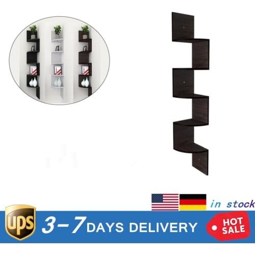 Laminate Modern 5 Tier Corner Floating Shelves Wall Mount Home Decor Display Shelf Storage Organizer Wall Mounted Corner She