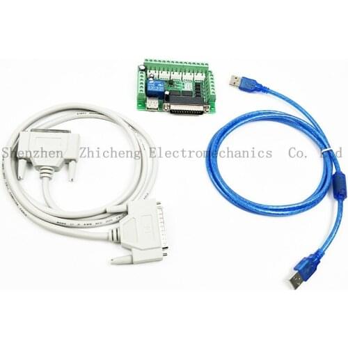 Mach 3 CNC 5 Axis Breakout Interface Board For Stepper Motor Driver + Cable