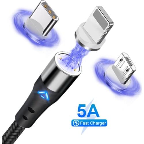Magnetic Charge Cable 5A Fast Charging USB Type C Cable Magnet Micro USB C Data Charging Wire Mobile Phone Cable USB Cord Cables
