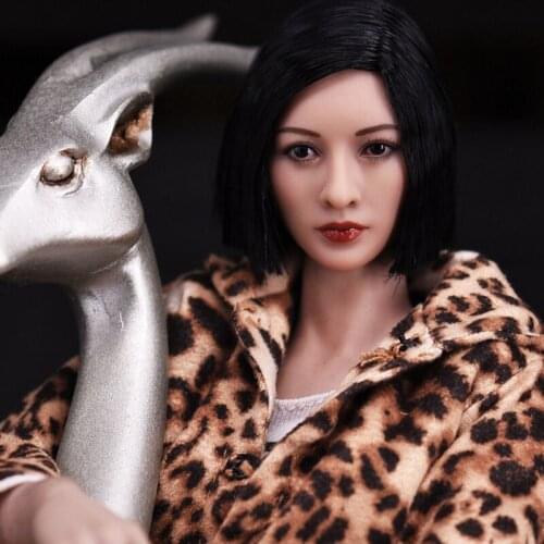 1/6 Scale Asian Female Head Sculpt with Black Short Hair For 12" Action Figure Bodies