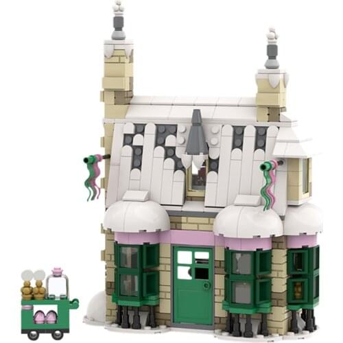 MOC Friend Girl House Non-Muggle Village Honey Duke Sweet Shop Magic World Candy House City Building Blocks Girls Toys