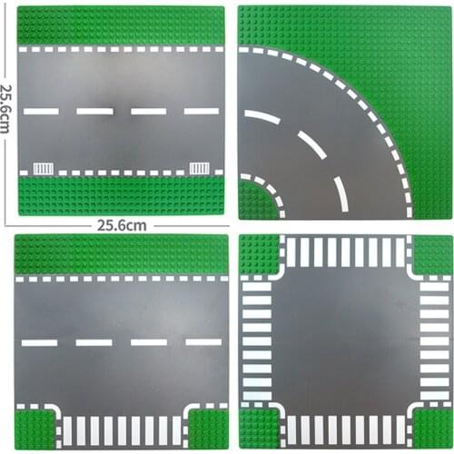 Green Street Baseplates Set Classic City Road Building Blocks Parts Compatible All brand DIY Assembly bricks Toys for Children