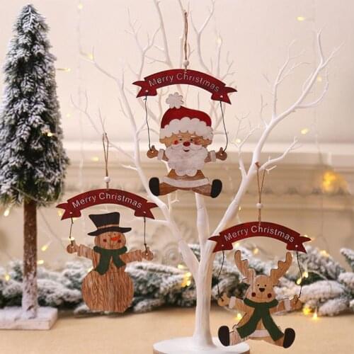 New Christmas Decoration New Year Wooden Tree Hanging Pendant Old Man Angel Home Ornament 2021 2022 Newest Party Decoration