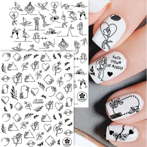 The New 3D Nail Sticker Cool English Letter Stickers for Nail Foil Love Heart Design Nails Accessories Fashion Manicure Sticker