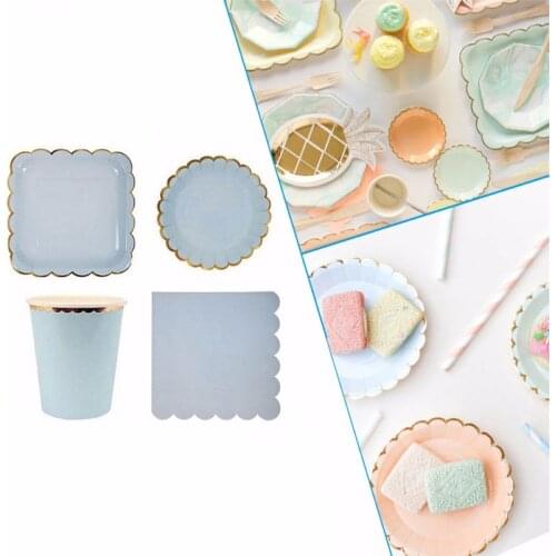 New 44pcs Disposable Tableware set Paper Plates Cups Napkins Birthday Wedding Party