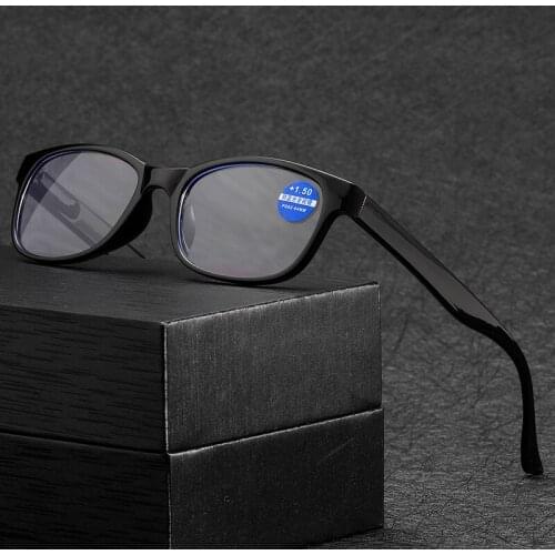 Plastic Black Spring leg Blocking Reading Glasses Women Men Square Presbyopic Glasses Diopters +1.0 +1.5 +2 +2.5 +3 +3.5 +4.0