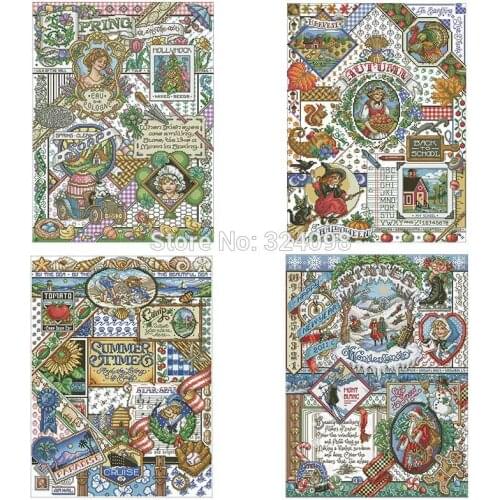Autumn garden house patterns Counted Cross Stitch 11CT 14CT 18CT DIY Chinese Cross Stitch Kits Embroidery Needlework Sets