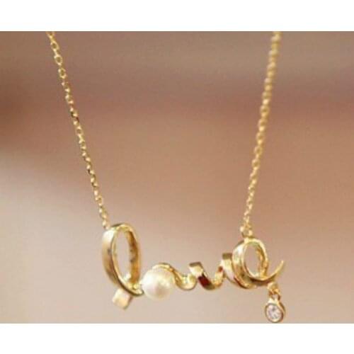 New Gold Chain Chokers Chocker Christmas Gift Heart Of Love Chic LOVE Necklace For Women collares mujer collier ras du cou