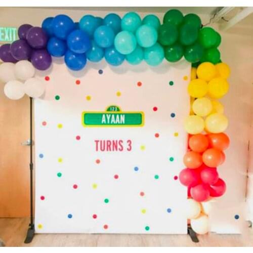 Customized Sesame street birthday party backdrop colorful dots girl boy vinyl poster decoration background photo booth B-584