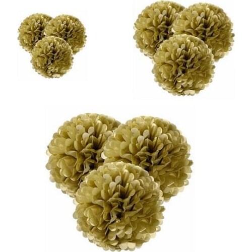 Festival supplies Golden Slivery 15cm=6 inch option Tissue Paper Flowers pom poms balls lantern Party Craft For Wedding Wh