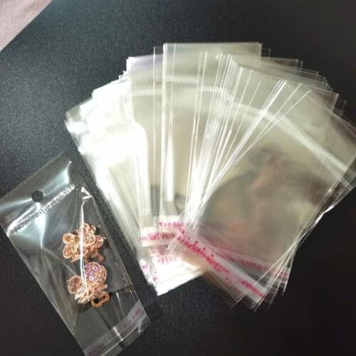 Hot 1000pcs Transparent Plastic Packaging Bags OPP Poly Pack Bag With Hang Hole Retail Packaging Pouch Plastic Bags For Jewelry