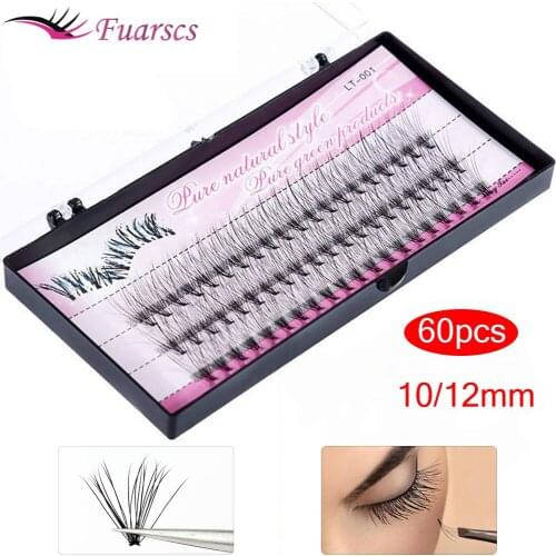 60pc 10/12mm Fake Eyelashes Natural False Eye Lashes pack Grafting Eyelashes Extension Tool Women Makeup Beauty 3d eyelashes set