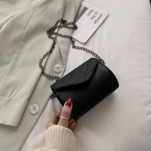 Shoulder Bags For Women Bolsa Beminina Retro Rhombus Pattern Solid Color 2021 Korean Mini All-Match Chain Cross-Body Bags