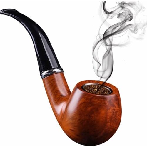 Resin Wood Grain Tobacco Pipe Detachable Cleaning Flue Filter Cigarette Holder Retro Curved Pipe Smoking Set Men Cigarette Tools