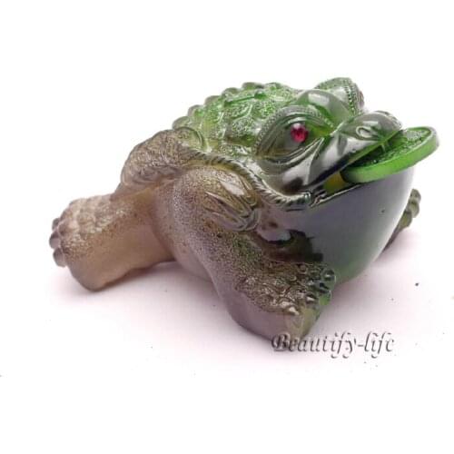 Allochroic Mascot,Green Mony Toad Ornament, tea pet,Fengshui,Best Gifts,Novel present, arts&Crafts,will change color, S1009A