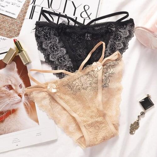 Women Panties Sexy Underwear Transparent Panties Lace Lingerie Bow See Through Female Briefs Underwear Mask Underpants Women