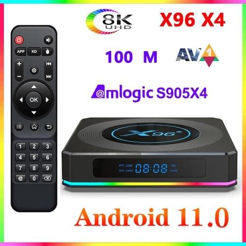 X96 X4 Amlogic S905X4 RGB Light Smart TV Box Android 11 4G 32G 64G Dual Wifi Youtube AV1 Media Player 8K Android TV Set top box