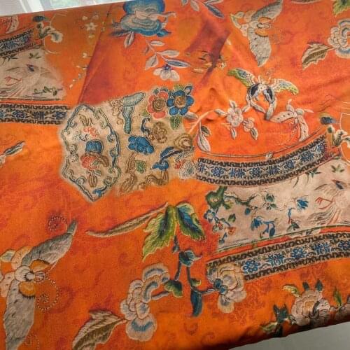 Heavy fragrant cloud silk cheongsam fabric imitates Qing Dynasty embroidered cloak style Chinese dress mulberry silk fabric