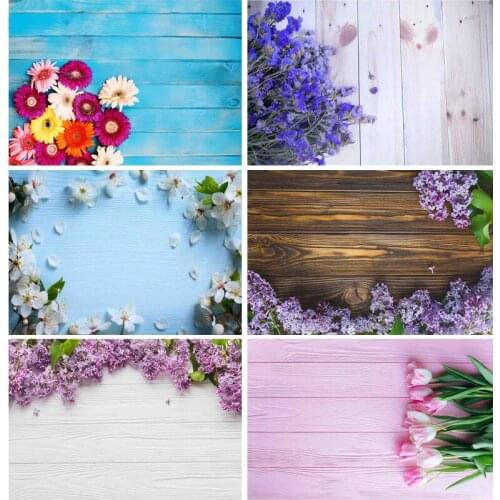 SHUOZHIKE Vinyl Custom Photography Backdrops Props Wooden Floor Flower Wood Planks Theme Photo Studio Background NY2FD-03