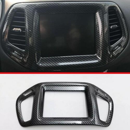 Carbon fiber Style Inside Interior center control Cover Trim For Jeep Compass 2017 2018