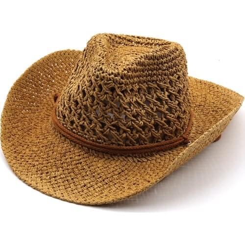 Western Cowboy Hat Men Panama Outdoor 2021 Summer Beach Cap Women Sombrero Vaquero Hombre Chapeu Wide brim Mens Straw Sun Hat