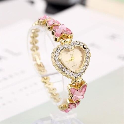 2018 New Fashion Casual Womens Watches Luxury Crystal Ladies' Bracelet Quartz Wristwatches relogio feminino Heart-shaped Black