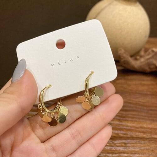2021 Round Disc Tassel Earrings for Women Simple Vintage Gold Color Earrings Pendientes New Trendy Jewelry