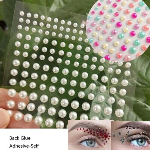 1Sheet 3D Pearl Eye Decoration Adhesive-Self Diamond Makeup Mermaid Slider Makeup Childrens Toy Stickers,Nail Sticker Decals