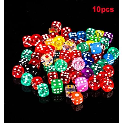 10PCS 6 Sided Portable Table Games Dice 14MM Acrylic Round Corner Board Game Dice Party Gambling Game Cubes Digital Dices