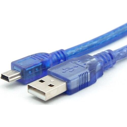 10pcs Blue Short USB 2.0 A Male to Mini 5 Pin B Data Charging Cable Cord Adapter