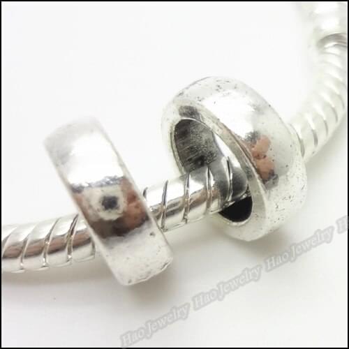 26 pcs Ring Vintage silver zinc alloy Large Hole Beads charms DIY European Bracelet jewelry Fittings