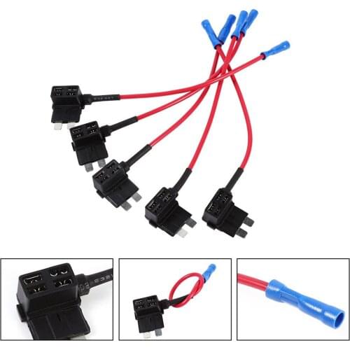 5Pcs 15A Car Auto Add-a-circuit Fuse Tap Adapter Standard ATO ATC Blade Fuses Holder Car Fuse Adapter Auto Car Fuse Holder Set