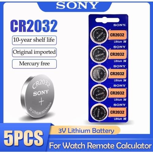 5PCS SONY CR2032 CR 2032 DL2032 ECR2032 BR2032 3V Lithium Battery For Watch Toy Calculator Car Remote Control Button Coin Cell